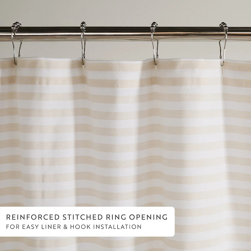 Casual Comfort Cotton Blend Classic Stripe Printed Shower Curtain