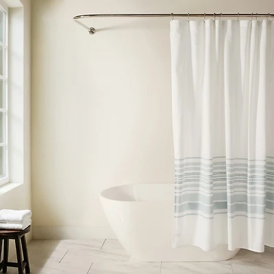 Casual Comfort Cotton Blend Placement Stripe Shower Curtain