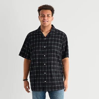 Arizona Mens Short Sleeve Boxy Fit Big and Tall Button-Down Shirt