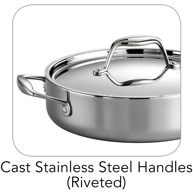 Tramontina Gourmet Tri-Ply Clad 18/10 Stainless Steel Induction-Ready Braiser with Lid