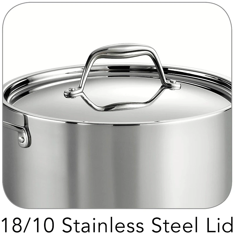 Tramontina Gourmet 8-qt. Tri-Ply Clad 18/10 Stainless Steel Induction-Ready Stock Pot with Lid