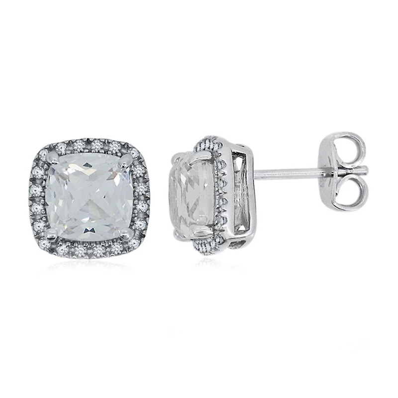 Lab-Created White Sapphire Sterling Silver Earrings