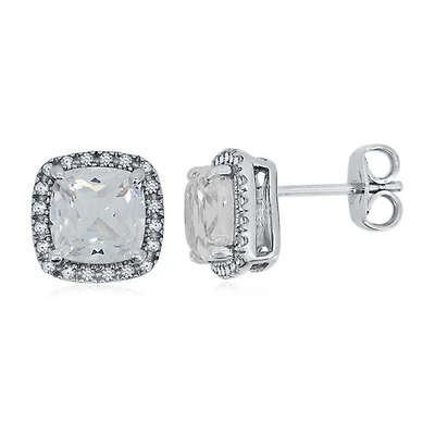 Lab-Created White Sapphire Sterling Silver Earrings