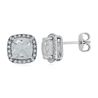 Lab-Created White Sapphire Sterling Silver Earrings