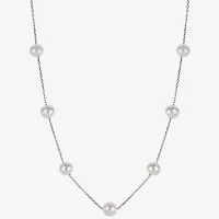 10K Gold Cultured Freshwater Pearl Station Necklace