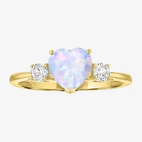 Gemstone 10K Gold Heart Cocktail Ring