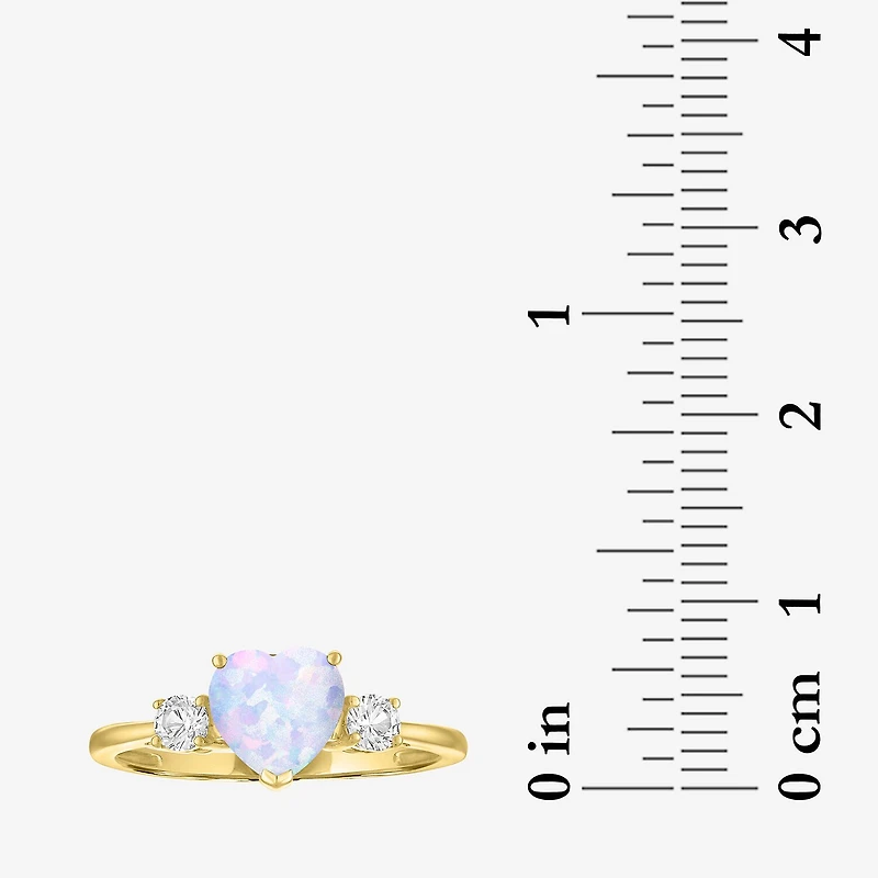 Gemstone 10K Gold Heart Cocktail Ring