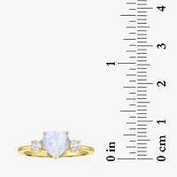 Gemstone 10K Gold Heart Cocktail Ring