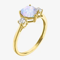 Gemstone 10K Gold Heart Cocktail Ring