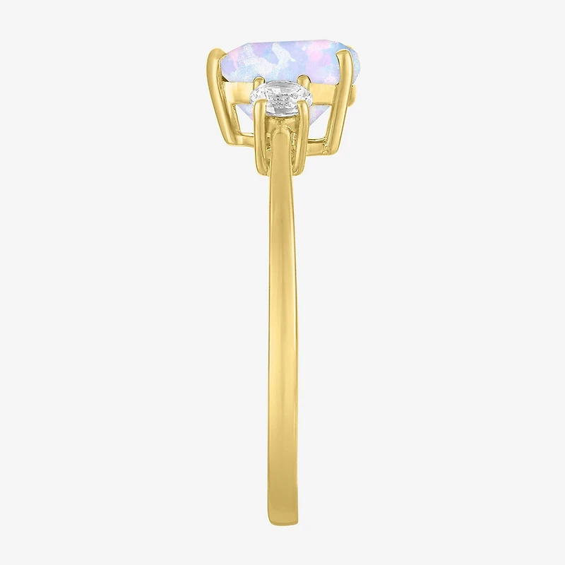 Gemstone 10K Gold Heart Cocktail Ring