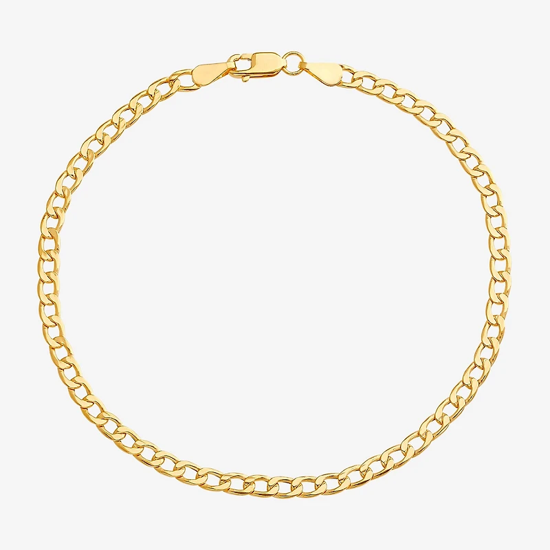 Made in Italy Unisex Adult 10K Gold 7.5 Inch Hollow Curb Chain Bracelet