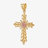 Rose Womens 14K Gold Cross Pendant