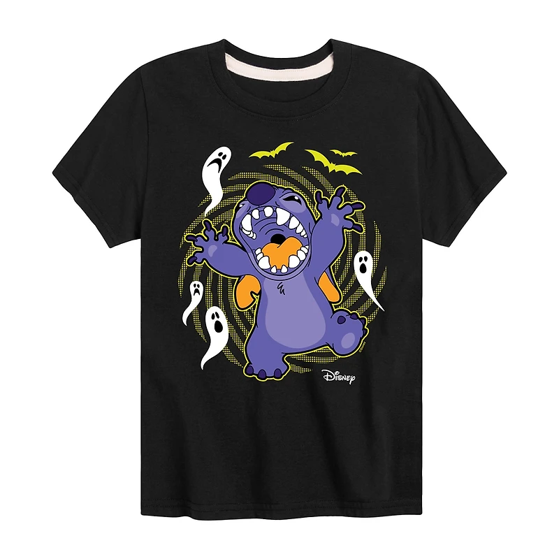Disney Collection Little & Big Kid Boys Crew Neck Short Sleeve Regular Fit Lilo Stitch Graphic T-Shirt