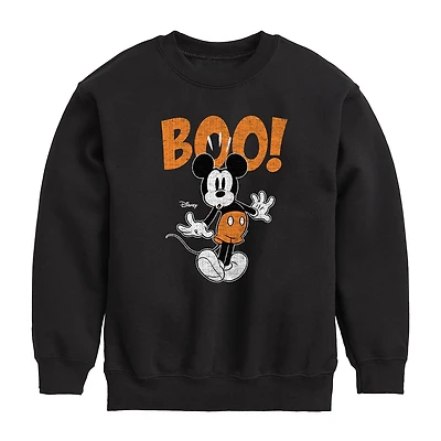 Disney Collection Little & Big Kid Unisex Crew Neck Fleece Long Sleeve Mickey Mouse Sweatshirt
