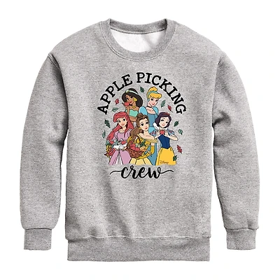 Disney Collection Little & Big Kid Girls Crew Neck Fleece Long Sleeve Ariel Belle Cinderella Sweatshirt