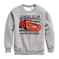Disney Collection Little & Big Kid Boys Crew Neck Fleece Long Sleeve Cars Sweatshirt