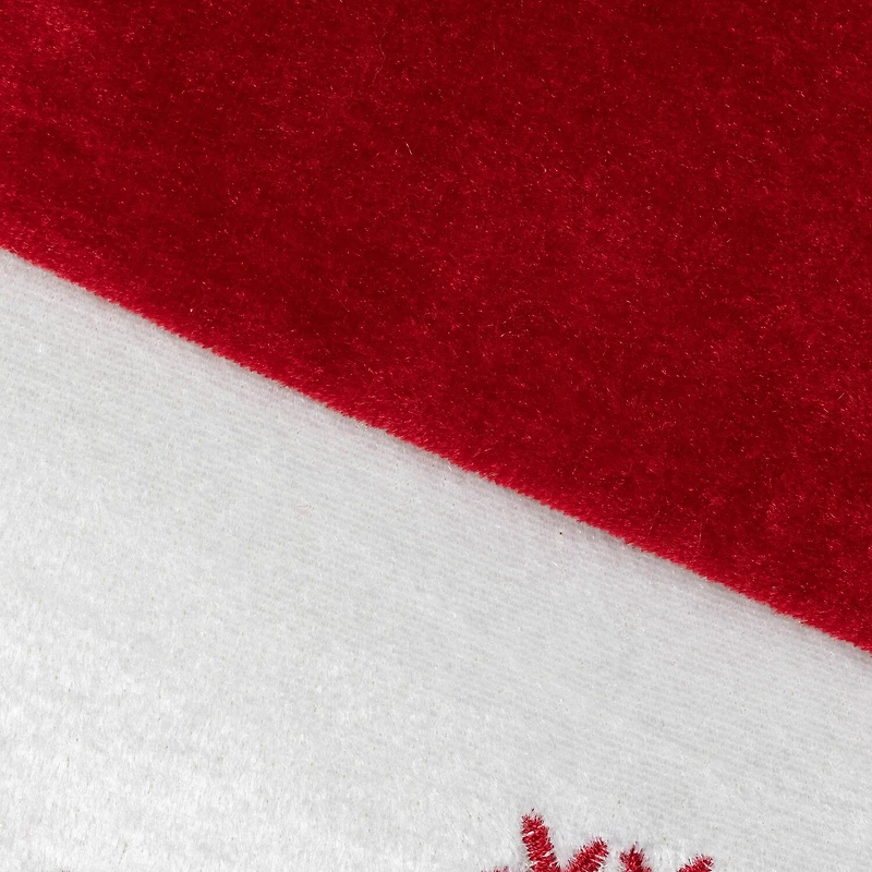 19'' Red and White Velvet Embroidered Snowflake Christmas Stocking