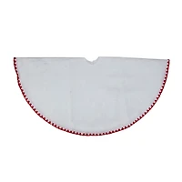 26'' White and Red Shell Stitching Mini Christmas Tree Skirt