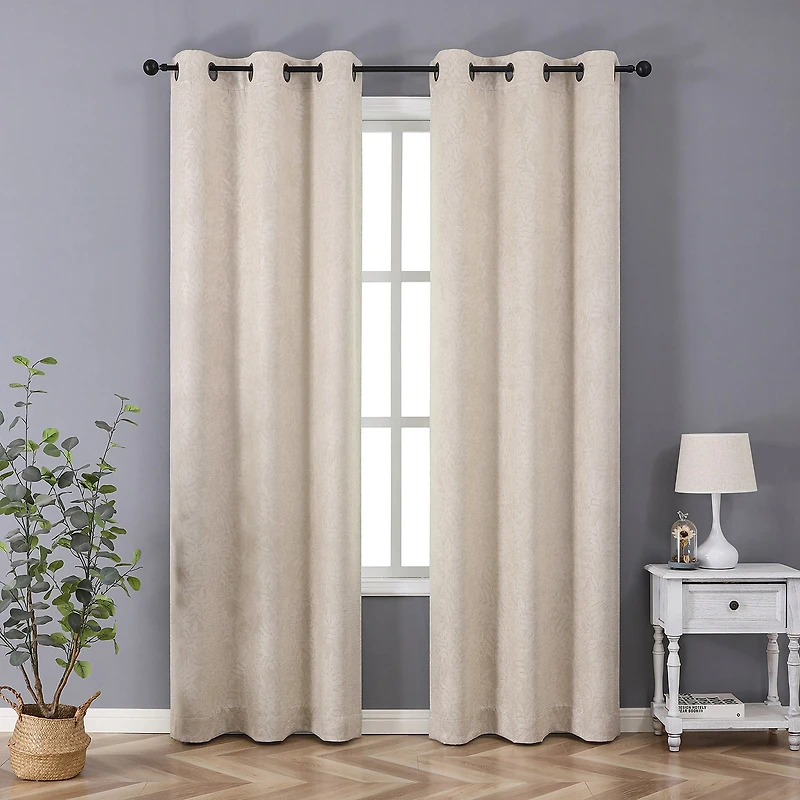Regal Home Pascal Grommet Top Energy Saving Embossed Blackout Set of 2 Curtain Panel