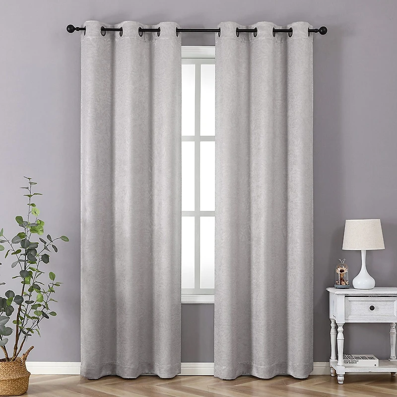 Regal Home Pascal Grommet Top Energy Saving Embossed Blackout Set of 2 Curtain Panel