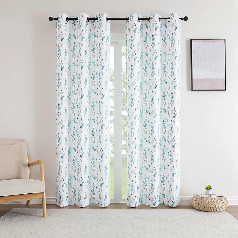 Regal Home Isla Printed Grommet Top Energy Saving Blackout Set of 2 Curtain Panel