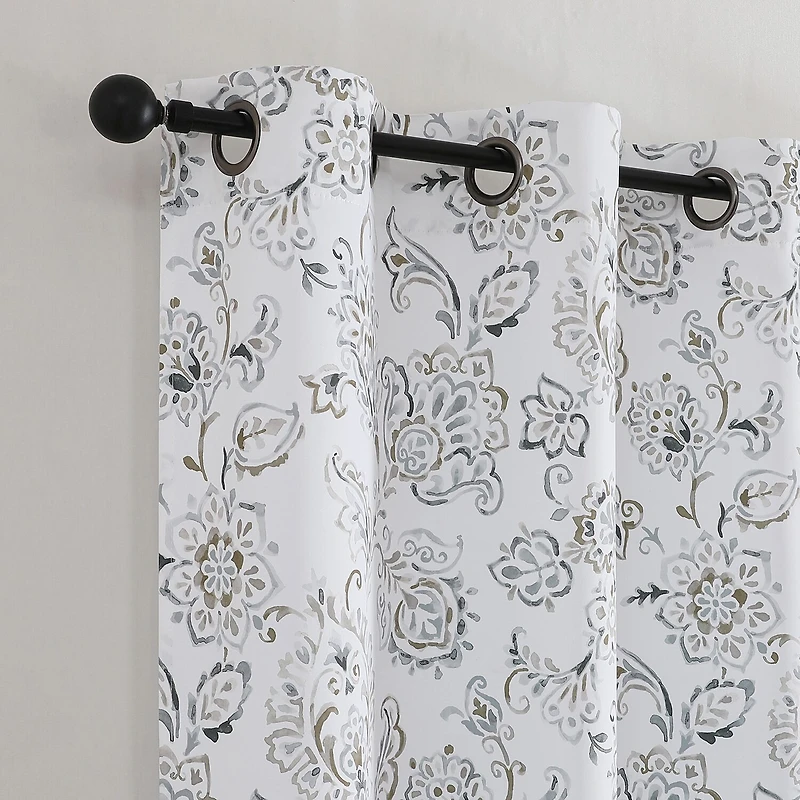 Regal Home Kelvis Printed Grommet Top Energy Saving Blackout Set of 2 Curtain Panel