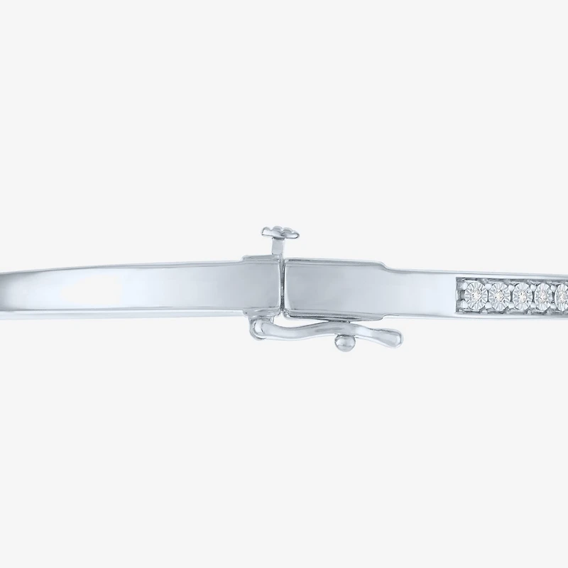 G-H / Si2-I1) Womens 1/ CT. T.W. Lab Grown White Diamond Pure Silver Over Brass Bangle Bracelet