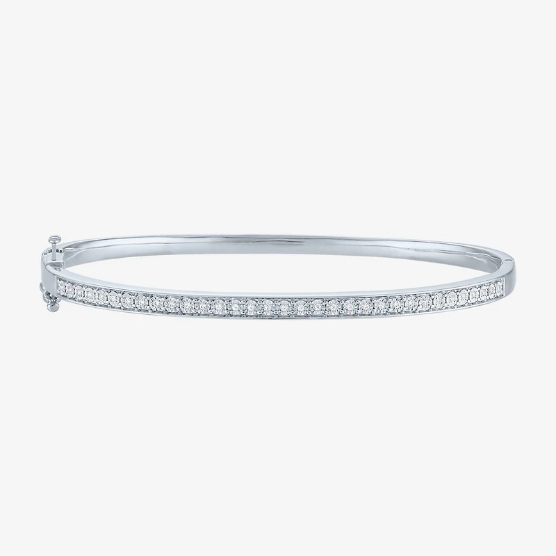 G-H / Si2-I1) Womens 1/ CT. T.W. Lab Grown White Diamond Pure Silver Over Brass Bangle Bracelet