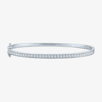 G-H / Si2-I1) Womens 1/ CT. T.W. Lab Grown White Diamond Pure Silver Over Brass Bangle Bracelet