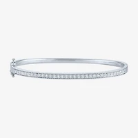 G-H / Si2-I1) Womens 1/ CT. T.W. Lab Grown White Diamond Pure Silver Over Brass Bangle Bracelet