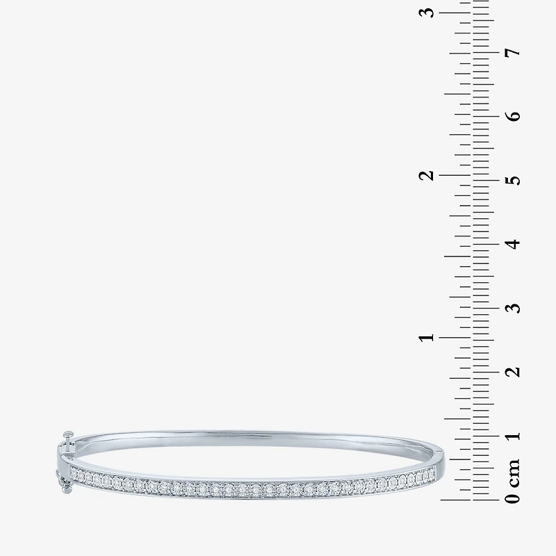 G-H / Si2-I1) Womens 1/ CT. T.W. Lab Grown White Diamond Pure Silver Over Brass Bangle Bracelet