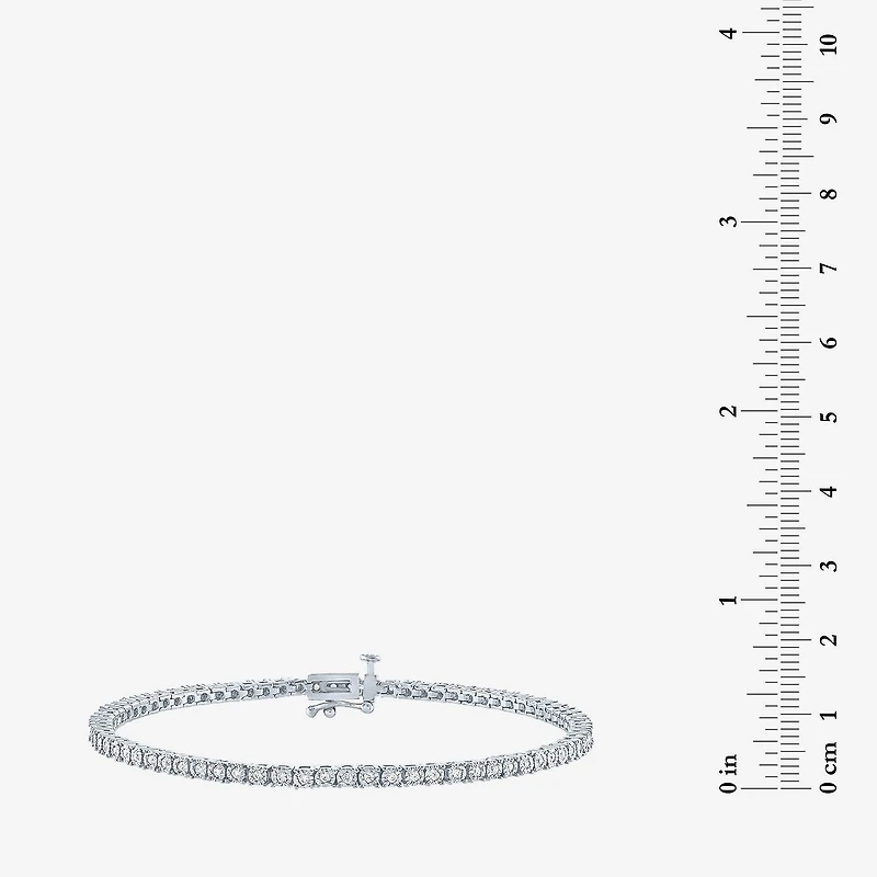 G-H / Si2-I1) Womens 1 CT. T.W. Lab Grown White Diamond Pure Silver Over Brass 7.25 Inch Tennis Bracelet