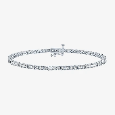 G-H / Si2-I1) Womens 1 CT. T.W. Lab Grown White Diamond Pure Silver Over Brass 7.25 Inch Tennis Bracelet