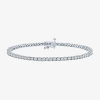 G-H / Si2-I1) Womens 1 CT. T.W. Lab Grown White Diamond Pure Silver Over Brass 7.25 Inch Tennis Bracelet