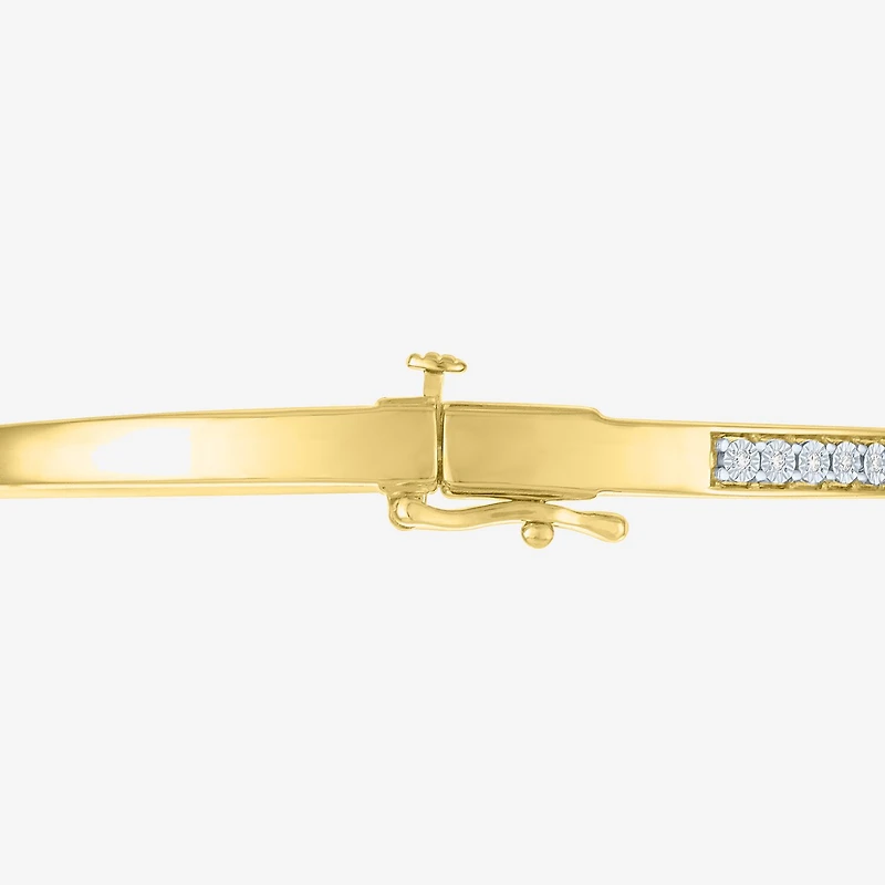 (G-H / Si2-I1) Womens 1/10 CT. T.W. Lab Grown White Diamond 14K Gold Over Brass Bangle Bracelet