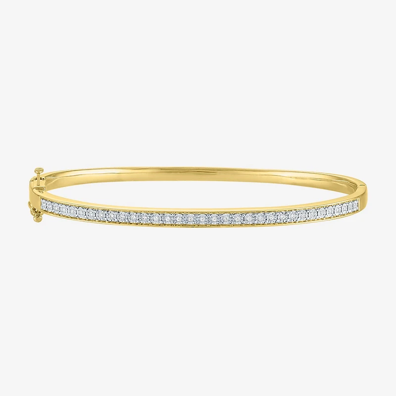 (G-H / Si2-I1) Womens 1/10 CT. T.W. Lab Grown White Diamond 14K Gold Over Brass Bangle Bracelet