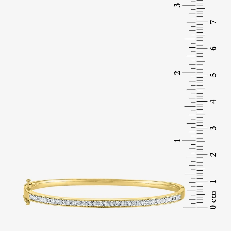(G-H / Si2-I1) Womens 1/10 CT. T.W. Lab Grown White Diamond 14K Gold Over Brass Bangle Bracelet