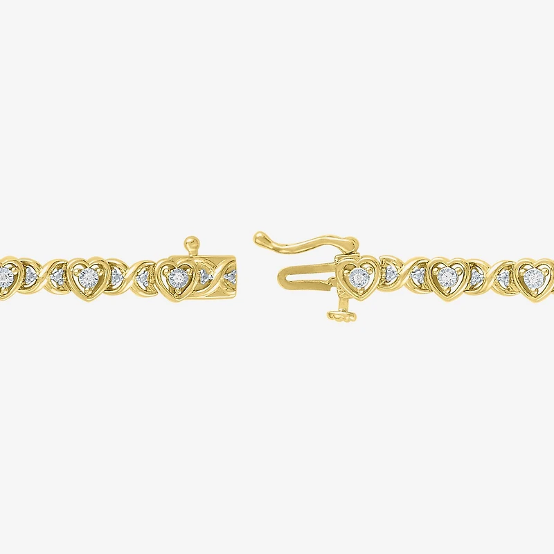 G-H / Si2-I1) Womens 1/ CT. T.W. Lab Grown White Diamond 14K Gold Over Brass 7.25 Inch Tennis Bracelet