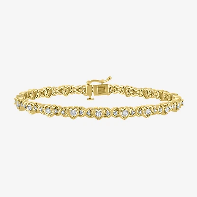 G-H / Si2-I1) Womens 1/ CT. T.W. Lab Grown White Diamond 14K Gold Over Brass 7.25 Inch Tennis Bracelet