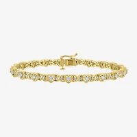 G-H / Si2-I1) Womens 1/ CT. T.W. Lab Grown White Diamond 14K Gold Over Brass 7.25 Inch Tennis Bracelet