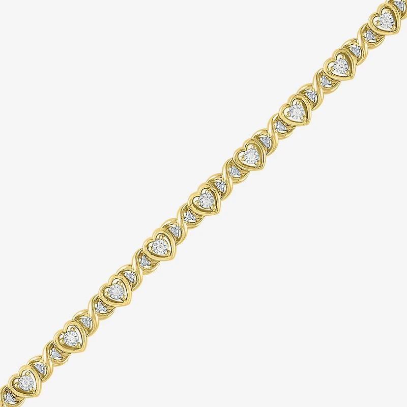 G-H / Si2-I1) Womens 1/ CT. T.W. Lab Grown White Diamond 14K Gold Over Brass 7.25 Inch Tennis Bracelet