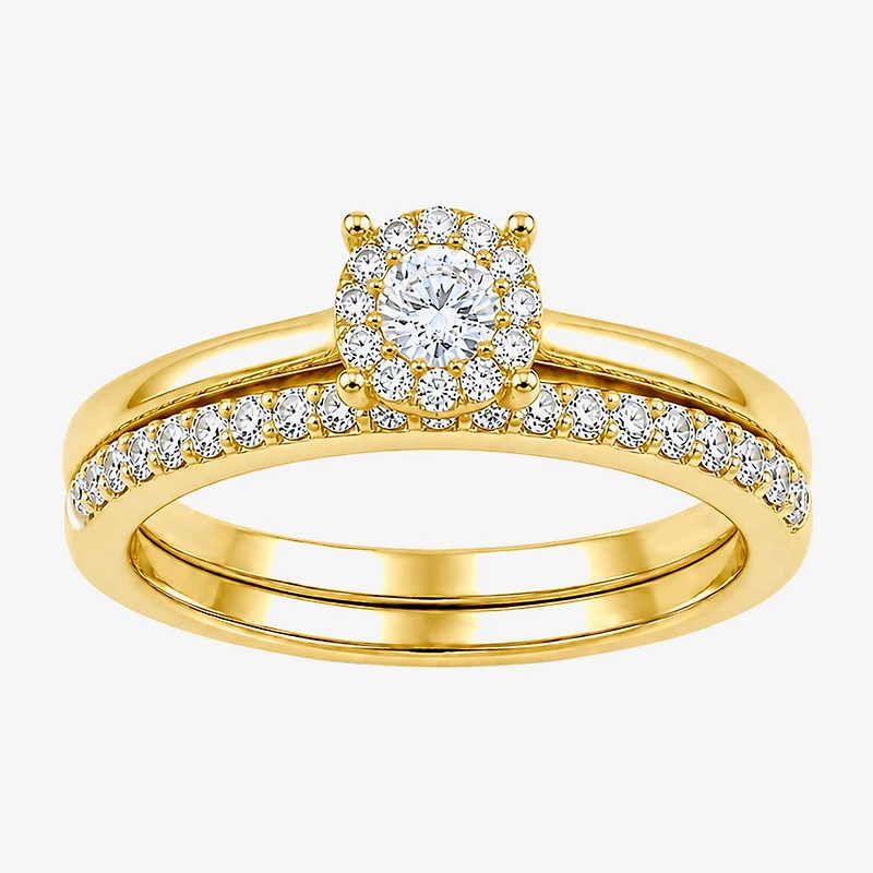 Surrounded by Love (H / I1-I2) Womens 1/2 CT. T.W. Lab Grown White Diamond Sterling Silver Round Halo Bridal Set