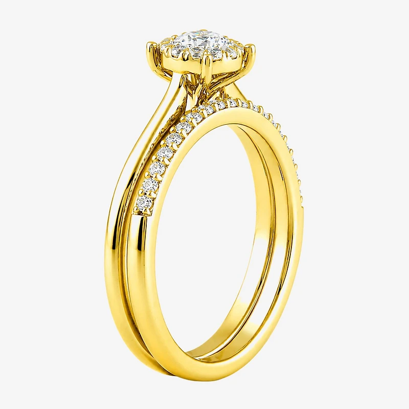 Surrounded by Love (H / I1-I2) Womens 1/2 CT. T.W. Lab Grown White Diamond Sterling Silver Round Halo Bridal Set