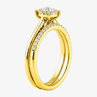 Surrounded by Love (H / I1-I2) Womens 1/2 CT. T.W. Lab Grown White Diamond Sterling Silver Round Halo Bridal Set