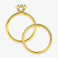 Surrounded by Love (H / I1-I2) Womens 5/8 CT. T.W. Lab Grown White Diamond 14K Gold Over Silver Oval Side Stone Bridal Set