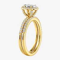 Surrounded by Love (H / I1-I2) Womens 5/8 CT. T.W. Lab Grown White Diamond 14K Gold Over Silver Oval Side Stone Bridal Set