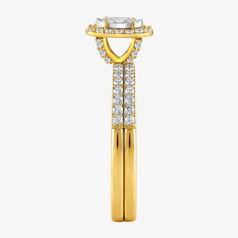 Surrounded by Love (H / I1-I2) Womens 5/8 CT. T.W. Lab Grown White Diamond 14K Gold Over Silver Oval Side Stone Bridal Set