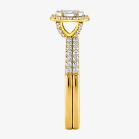 Surrounded by Love (H / I1-I2) Womens 5/8 CT. T.W. Lab Grown White Diamond 14K Gold Over Silver Oval Side Stone Bridal Set