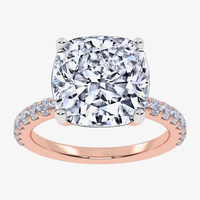 Signature By Modern Bride (F-G / Vs2-Si1) Womens 2 1/ CT. T.W. Lab Grown White Diamond 10K Gold Cushion Side Stone Engagement Ring