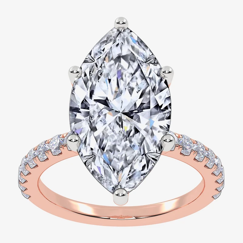 Signature By Modern Bride (F-G / Vs2-Si1) Womens 1/2 CT. T.W. Lab Grown White Diamond 10K Gold Marquise Side Stone Engagement Ring